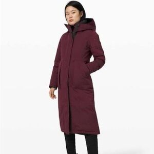 Lululemon Snow Warrior 600-Down-Fill Long Parka in Cassis
